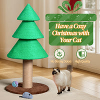 HKM-7149885 Christmas Tree Cat Scratcher Tower, 31.5in Indoor Cat Scratching Post with Soft Fleece Base and Sisal Rope