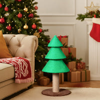 HKM-7149885 Christmas Tree Cat Scratcher Tower, 31.5in Indoor Cat Scratching Post with Soft Fleece Base and Sisal Rope