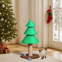 HKM-7149885 Christmas Tree Cat Scratcher Tower, 31.5in Indoor Cat Scratching Post with Soft Fleece Base and Sisal Rope