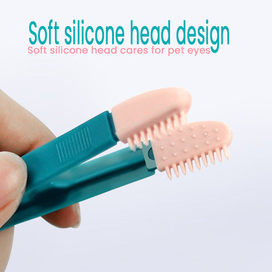 HKM-7150013 Handheld Pet Eye Cleaning Brush for Cats and Dogs - Soft Elastic Head with Ergonomic Handle