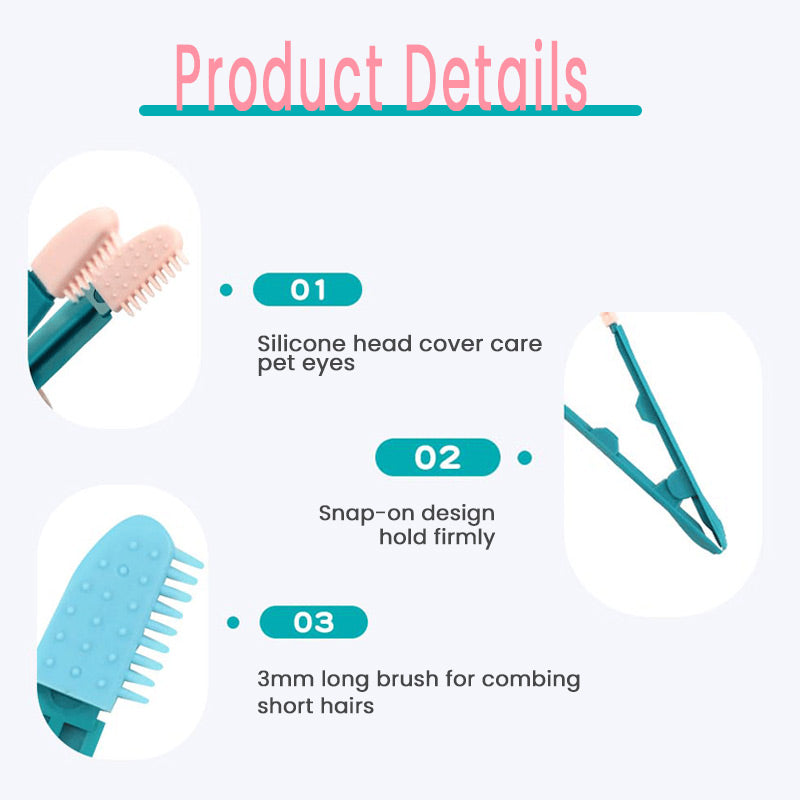 HKM-7150013 Handheld Pet Eye Cleaning Brush for Cats and Dogs - Soft Elastic Head with Ergonomic Handle