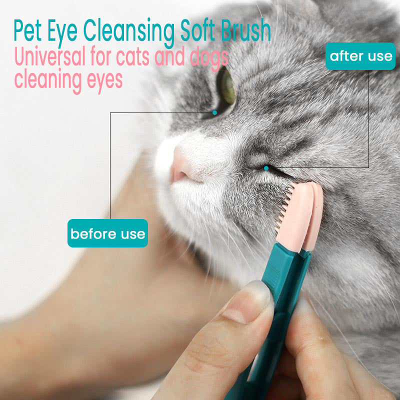 HKM-7150013 Handheld Pet Eye Cleaning Brush for Cats and Dogs - Soft Elastic Head with Ergonomic Handle