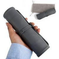 HKM-7150653 Folding Double Bowl Dog and Cat Feeding Set with Velvet Bag - Blue Gray Silicone Design