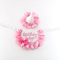 HKM-7151805 Dog Birthday Party Bib and Hat Set with Neck Scarf - Pink and Blue Options Available
