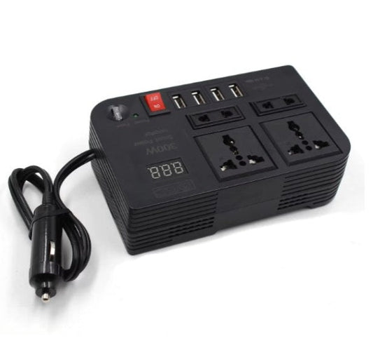 HKM-715347 300W Car Power Inverter with Dual Universal Sockets and USB Ports for Travel and Emergency Use