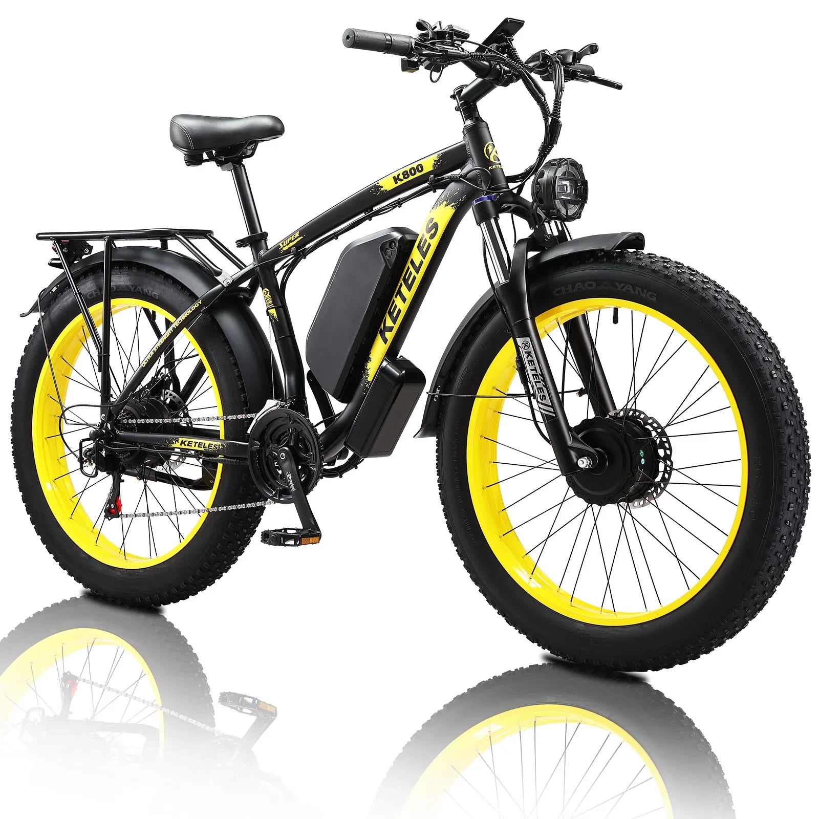 HKM-715411 K800 Electric Bicycle with Full Suspension Frame, 26-Inch Fat Tires, Dual 2000W Motors, 48V 23Ah Battery