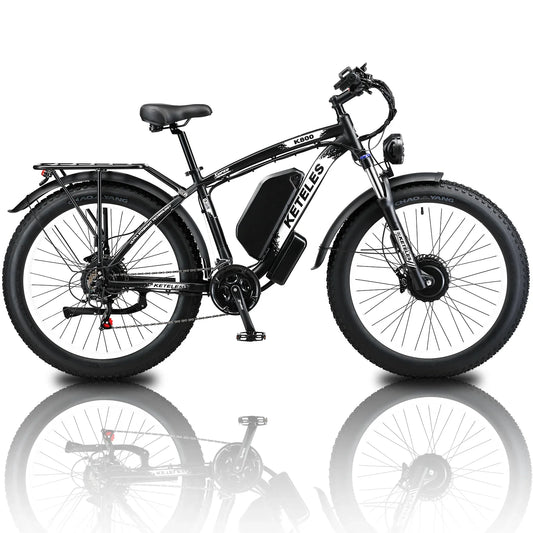 HKM-715411 K800 Electric Bicycle with Full Suspension Frame, 26-Inch Fat Tires, Dual 2000W Motors, 48V 23Ah Battery