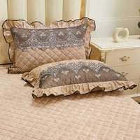 HKM-715411 Quilted Velvet and Lace Single Pillowcase with Zipper in Multiple Elegant Colors