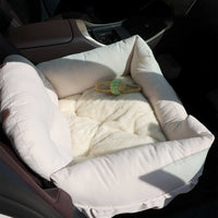 HKM-7154237 Pet Car Nest - Comfortable Suede Kennel Seat for Pets, 50x40x30cm, Milky White