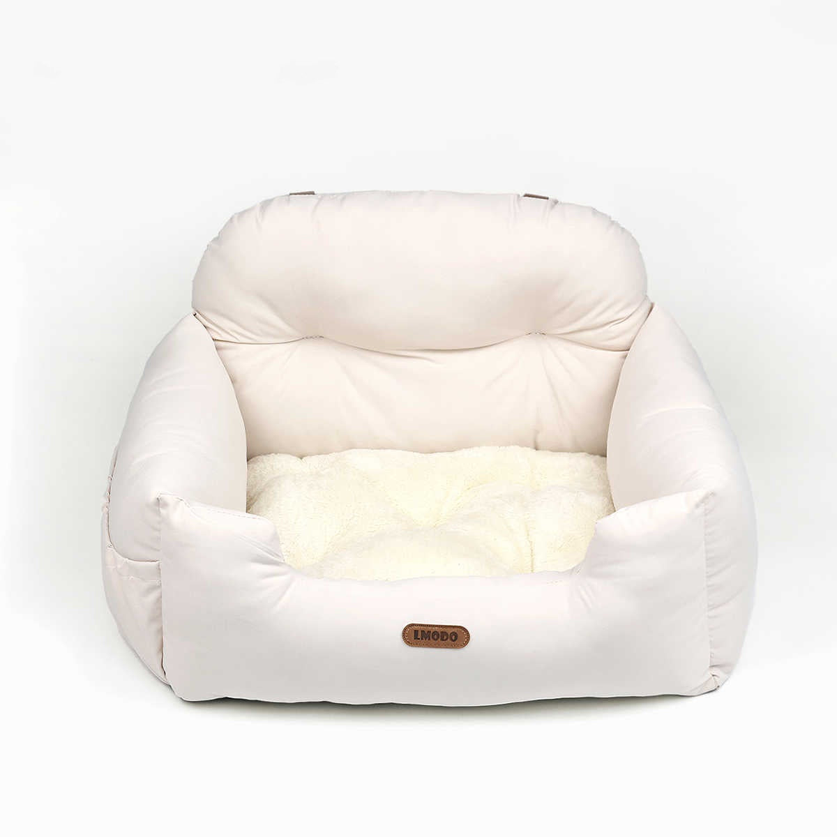 HKM-7154237 Pet Car Nest - Comfortable Suede Kennel Seat for Pets, 50x40x30cm, Milky White