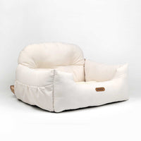 HKM-7154237 Pet Car Nest - Comfortable Suede Kennel Seat for Pets, 50x40x30cm, Milky White