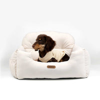 HKM-7154237 Pet Car Nest - Comfortable Suede Kennel Seat for Pets, 50x40x30cm, Milky White
