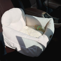 HKM-7154237 Pet Car Nest - Comfortable Suede Kennel Seat for Pets, 50x40x30cm, Milky White