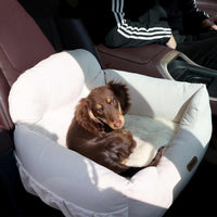HKM-7154237 Pet Car Nest - Comfortable Suede Kennel Seat for Pets, 50x40x30cm, Milky White