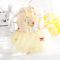 HKM-7154749 Pet Princess Skirt for Dogs and Cats - Cotton Fabric in Yellow and Pink, Multiple Sizes Available