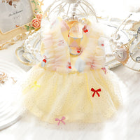 HKM-7154749 Pet Princess Skirt for Dogs and Cats - Cotton Fabric in Yellow and Pink, Multiple Sizes Available