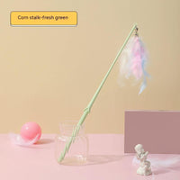 HKM-7155005 Colorful Cat Teasing Stick with Feather and Bell