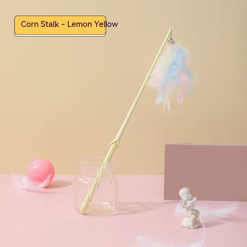 HKM-7155005 Colorful Cat Teasing Stick with Feather and Bell
