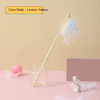 HKM-7155005 Colorful Cat Teasing Stick with Feather and Bell
