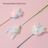 HKM-7155005 Colorful Cat Teasing Stick with Feather and Bell