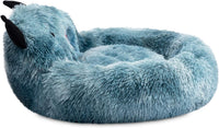 HKM-7157437 Self-Warming Round Faux Fur Pet Bed for Cats and Dogs - Cozy Monster Design, Durable Cushion, Multiple Sizes Available
