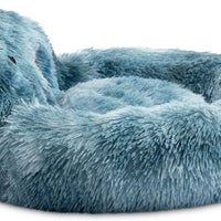 HKM-7157437 Self-Warming Round Faux Fur Pet Bed for Cats and Dogs - Cozy Monster Design, Durable Cushion, Multiple Sizes Available