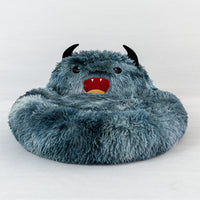 HKM-7157437 Self-Warming Round Faux Fur Pet Bed for Cats and Dogs - Cozy Monster Design, Durable Cushion, Multiple Sizes Available