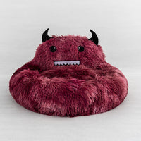HKM-7157437 Self-Warming Round Faux Fur Pet Bed for Cats and Dogs - Cozy Monster Design, Durable Cushion, Multiple Sizes Available