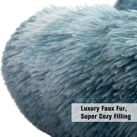 HKM-7157437 Self-Warming Round Faux Fur Pet Bed for Cats and Dogs - Cozy Monster Design, Durable Cushion, Multiple Sizes Available