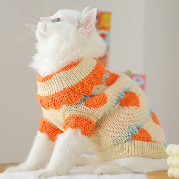 HKM-7157949 Cozy Acrylic Sweater for Fall Kittens - Casual Style to Reduce Shedding