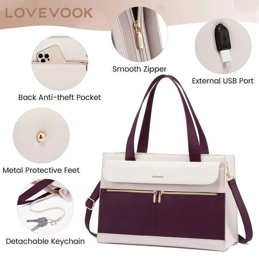 HKM-715795 Casual Tote Laptop Bags for Women - Set of 2, Large Capacity 15.6 Inch Handbags