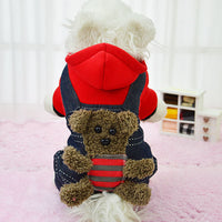 HKM-7158333 Thickened Cotton Four-Legged Dog Outfit - Cozy Bear Design for Small to Medium Pets