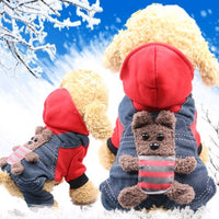 HKM-7158333 Thickened Cotton Four-Legged Dog Outfit - Cozy Bear Design for Small to Medium Pets