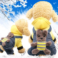 HKM-7158333 Thickened Cotton Four-Legged Dog Outfit - Cozy Bear Design for Small to Medium Pets