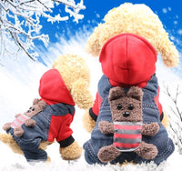 HKM-7158333 Thickened Cotton Four-Legged Dog Outfit - Cozy Bear Design for Small to Medium Pets