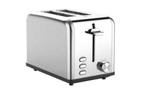 HKM-715987 Compact Stainless Steel 2 Slice Bread Toaster with Extra Wide Slots and Grill Function