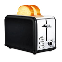 HKM-715987 Compact Stainless Steel 2 Slice Bread Toaster with Extra Wide Slots and Grill Function