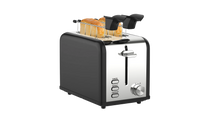 HKM-715987 Compact Stainless Steel 2 Slice Bread Toaster with Extra Wide Slots and Grill Function