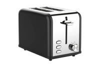 HKM-715987 Compact Stainless Steel 2 Slice Bread Toaster with Extra Wide Slots and Grill Function