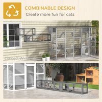 HKM-7159997 Dark Gray Wooden Cat Tunnel with 8 Doors – Outdoor Play Tunnel for Cats Under 10 lbs