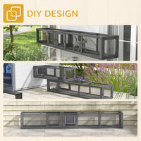 HKM-7159997 Dark Gray Wooden Cat Tunnel with 8 Doors – Outdoor Play Tunnel for Cats Under 10 lbs