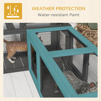 HKM-7159997 Dark Gray Wooden Cat Tunnel with 8 Doors – Outdoor Play Tunnel for Cats Under 10 lbs