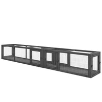 HKM-7159997 Dark Gray Wooden Cat Tunnel with 8 Doors – Outdoor Play Tunnel for Cats Under 10 lbs
