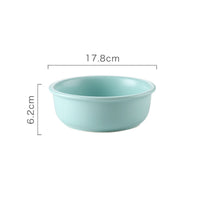 HKM-7160125 Ceramic and Bamboo Wood Pet Bowl Set - Pink, Green, White - Large and Small Sizes