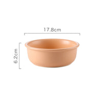 HKM-7160125 Ceramic and Bamboo Wood Pet Bowl Set - Pink, Green, White - Large and Small Sizes