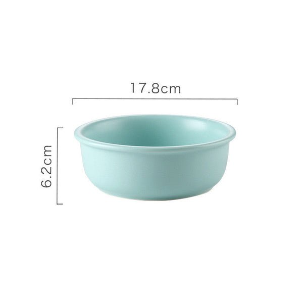 HKM-7160125 Ceramic and Bamboo Wood Pet Bowl Set - Pink, Green, White - Large and Small Sizes