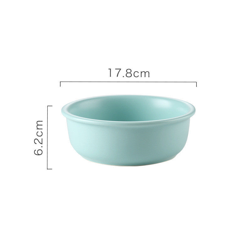 HKM-7160125 Ceramic and Bamboo Wood Pet Bowl Set - Pink, Green, White - Large and Small Sizes