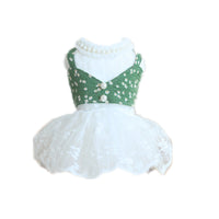 HKM-7160509 Pure White Lace Wedding Dress for Dogs with Matching Hairpin - Princess Style Pettiskirt