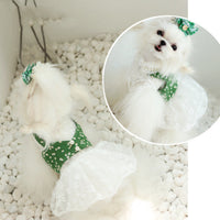 HKM-7160509 Pure White Lace Wedding Dress for Dogs with Matching Hairpin - Princess Style Pettiskirt