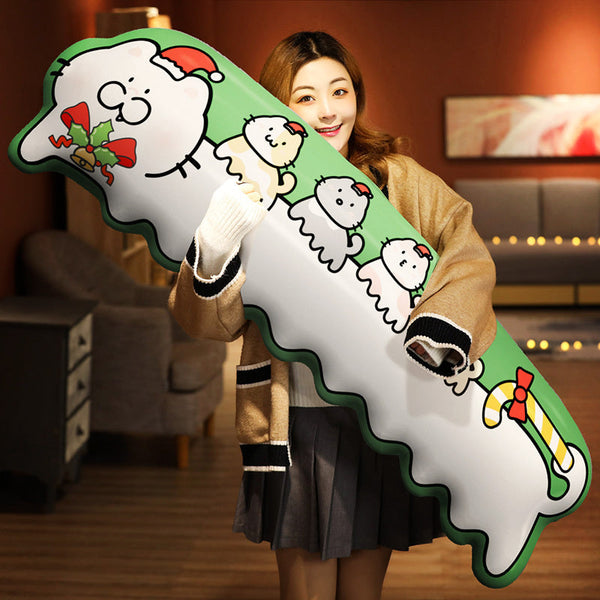HKM-716051 Japanese Long Cat Pillow for Girls - Cute Cotton Throw Pillow, 55x18cm, Multiple Designs Available